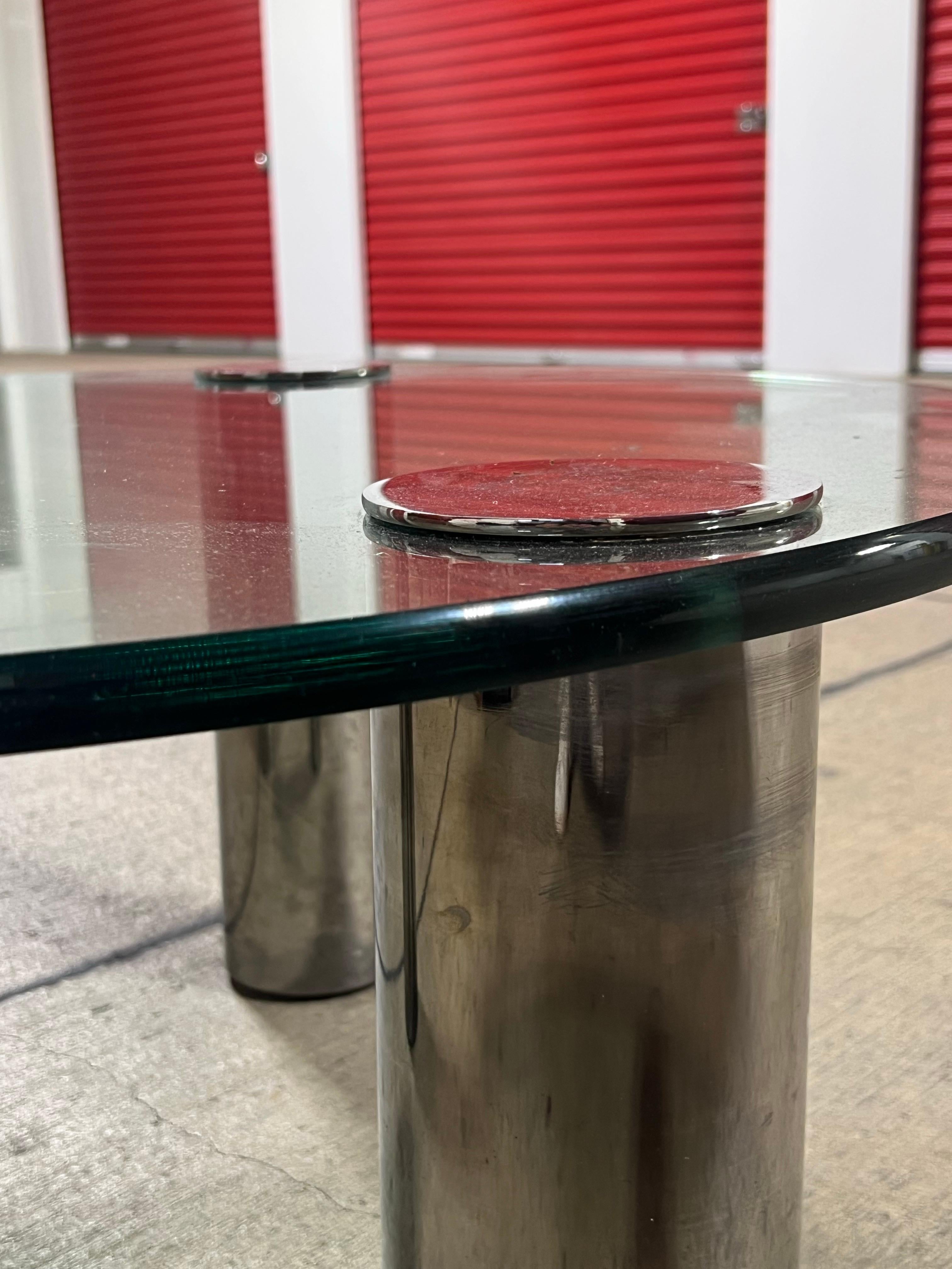 Postmoderner Cocktailtisch aus Nickel und Glas, Pace Collection zugeschrieben im Angebot 4