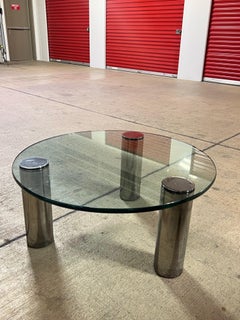 Post Modern Nickel and Glass Cocktail Table Attributed to Pace Collection