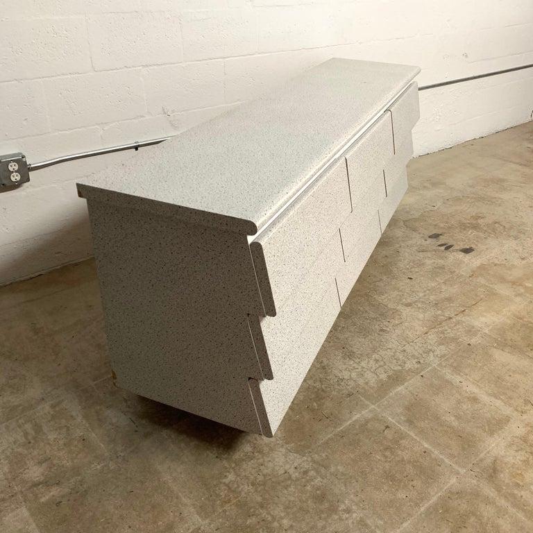 American Post Modern Nine Drawer Dresser Chest of Drawers Granite and White Mica Laminate For Sale