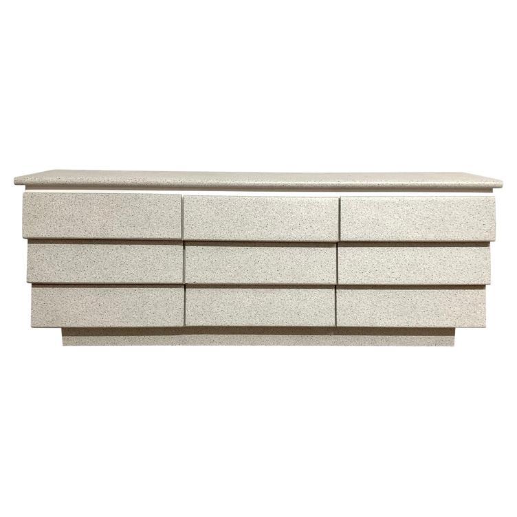 Post Modern Nine Drawer Dresser Chest of Drawers Granite and White Mica Laminate For Sale