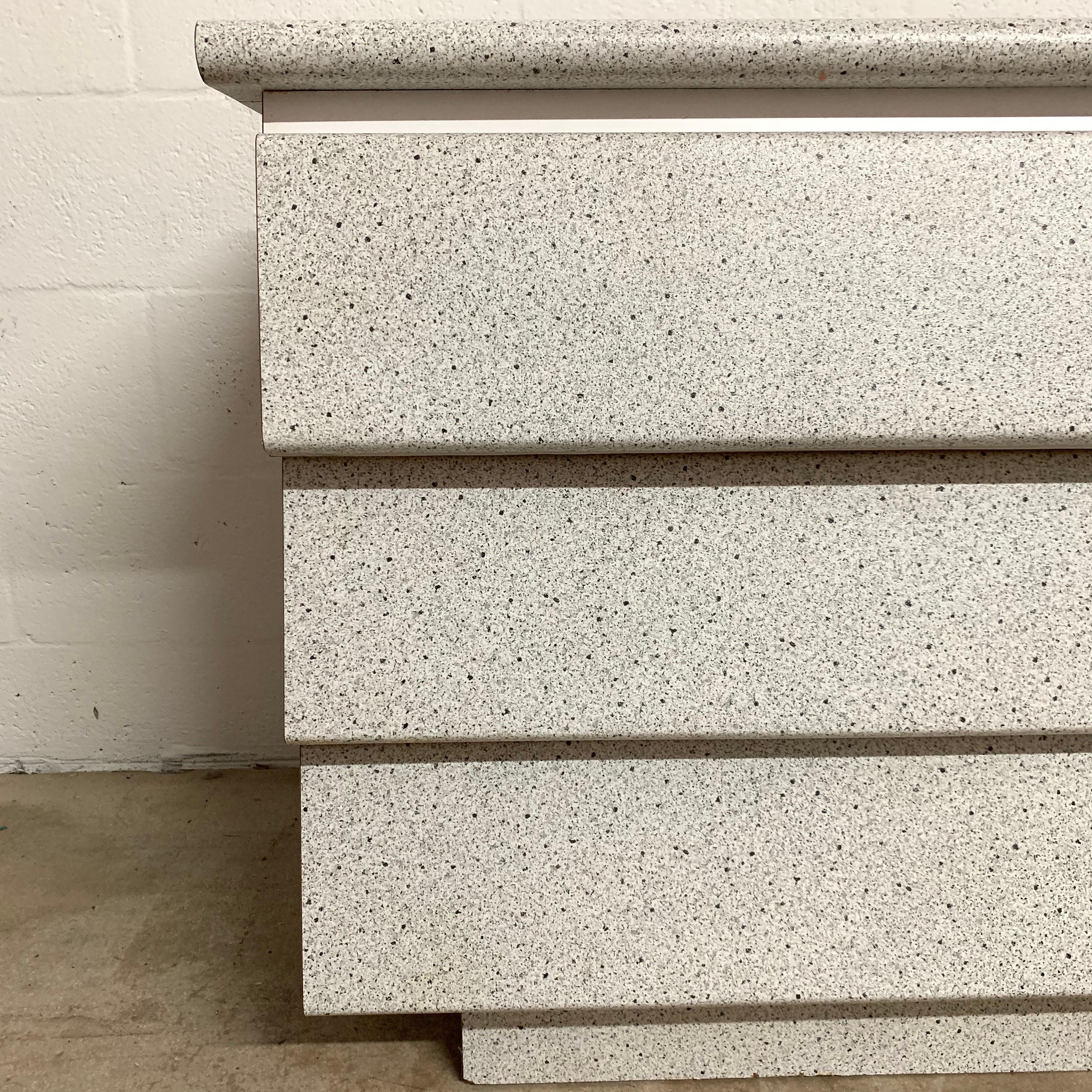 Postmodern Nine-Drawer Dresser or Chest of Drawers, Granite and White Mica In Good Condition In Miami, FL