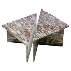 Mesa de centro escultórica postmoderna noruega Fauske de mármol de dos piezas