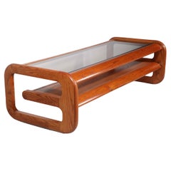 Post Modern Oak and Glass Coffee Table by Lou Hodges for Mersman c. 1970's