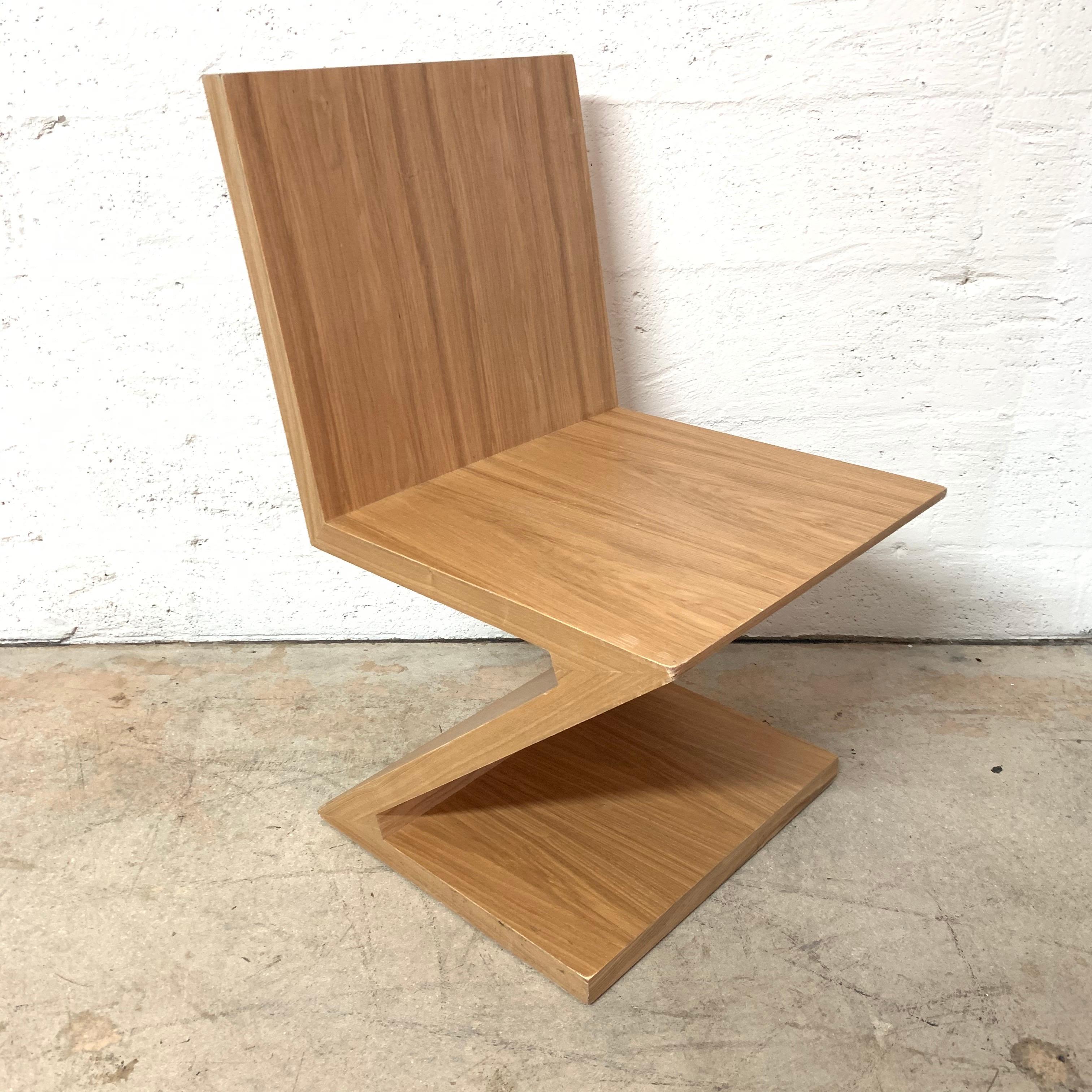 Postmodern Oak Zig Zag Chair, USA, 1980s In Good Condition In Miami, FL