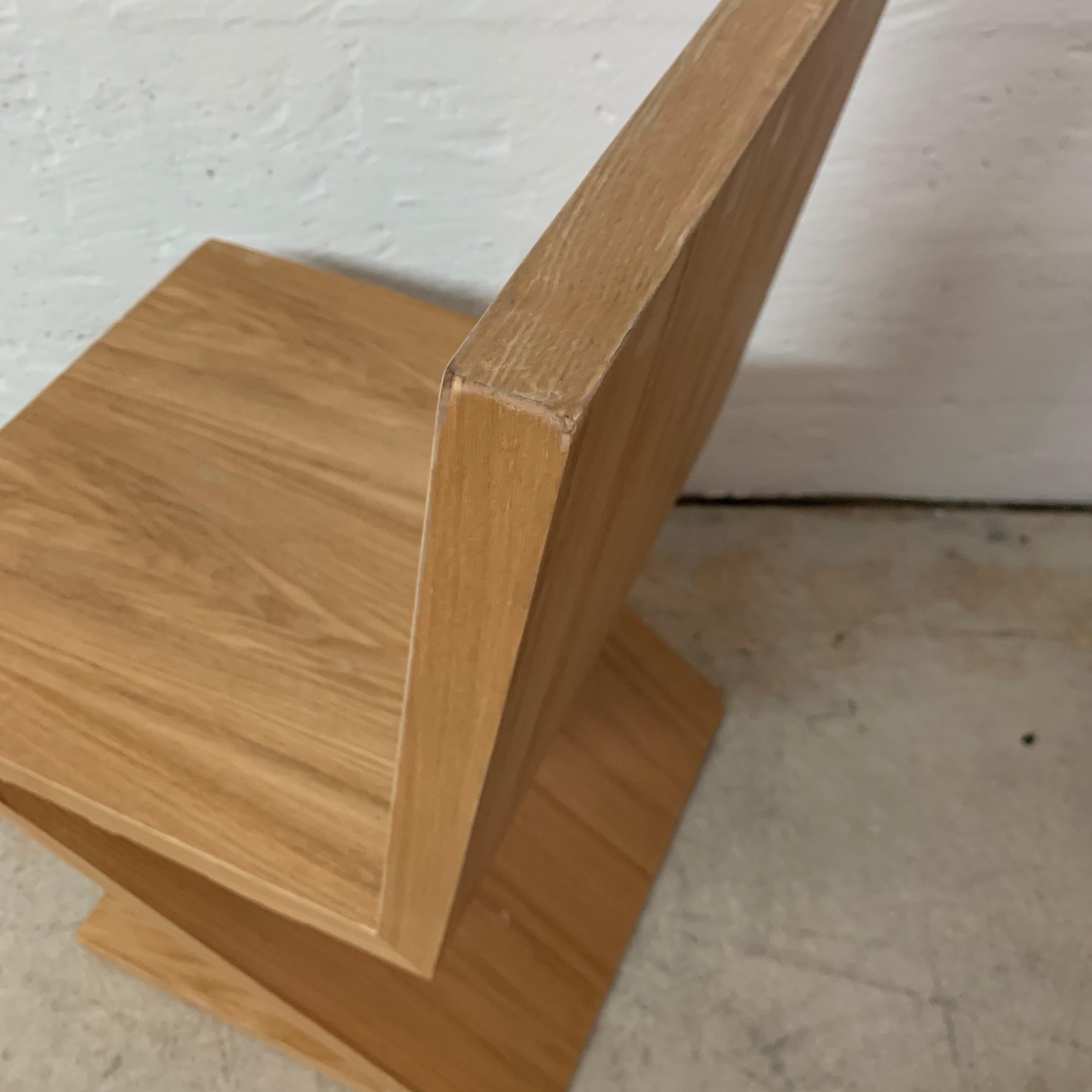 Wood Postmodern Oak Zig Zag Chair, USA, 1980s