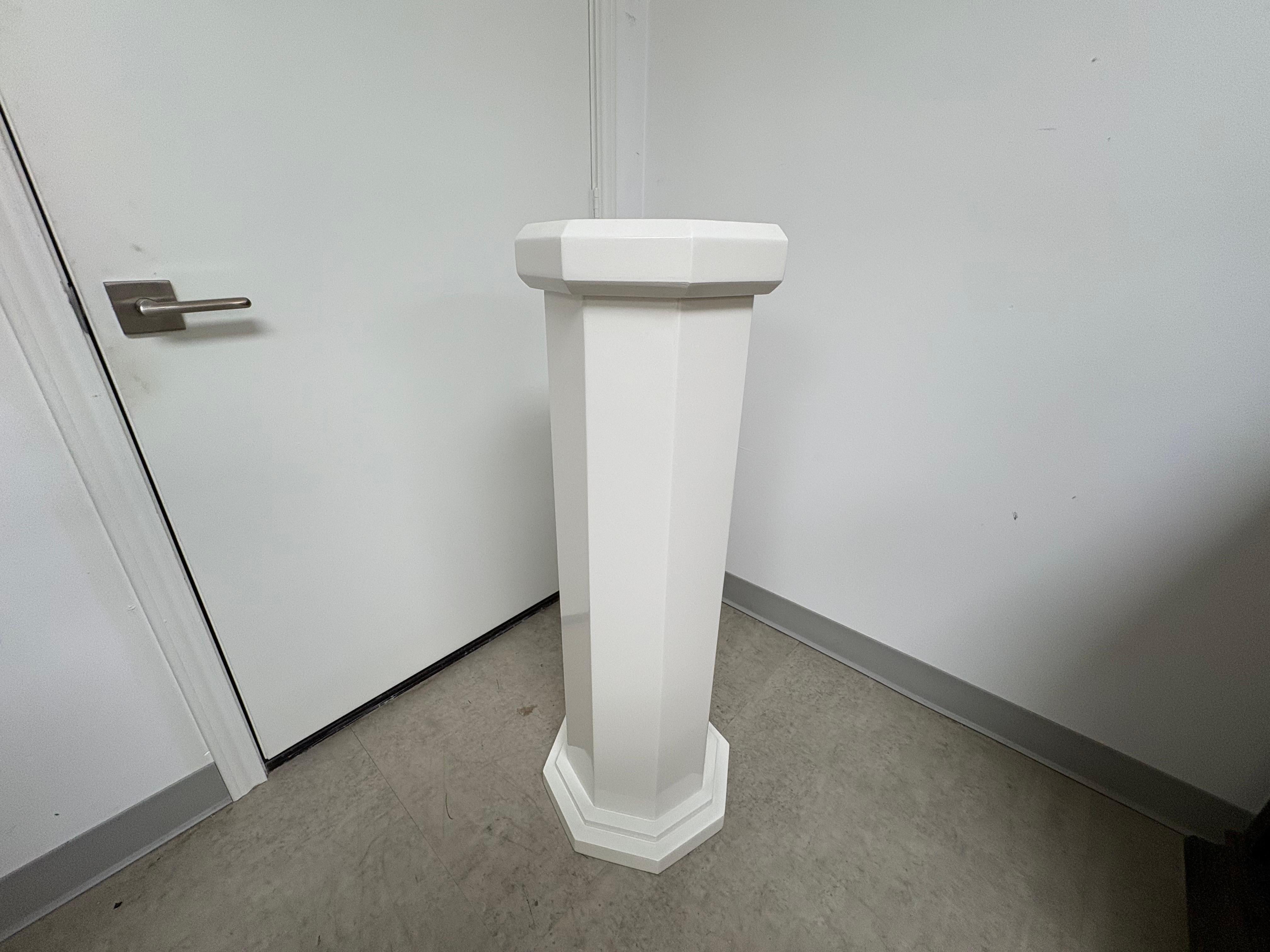 Wood Post Modern Octagonal Lacquered Pedestal For Sale