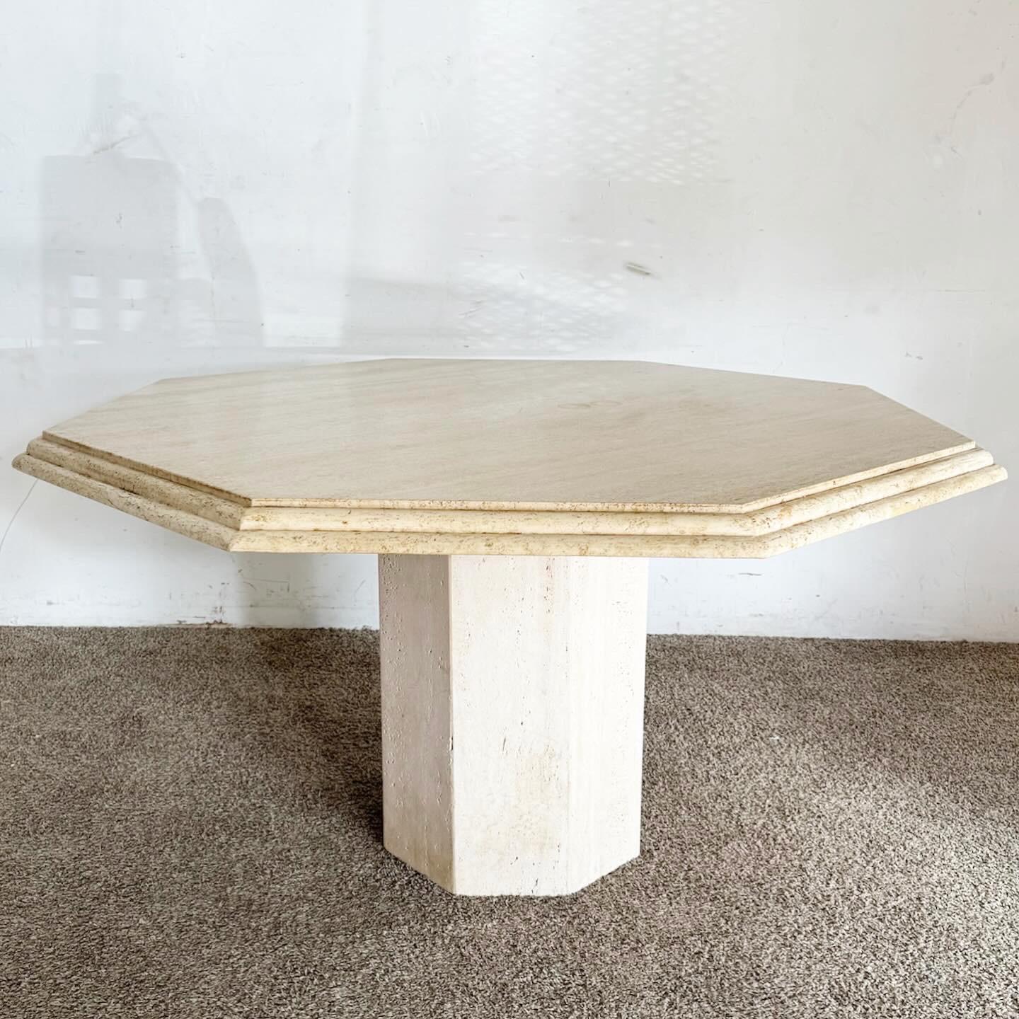 Italian Octagonal Travertine Dining Table For Sale 5