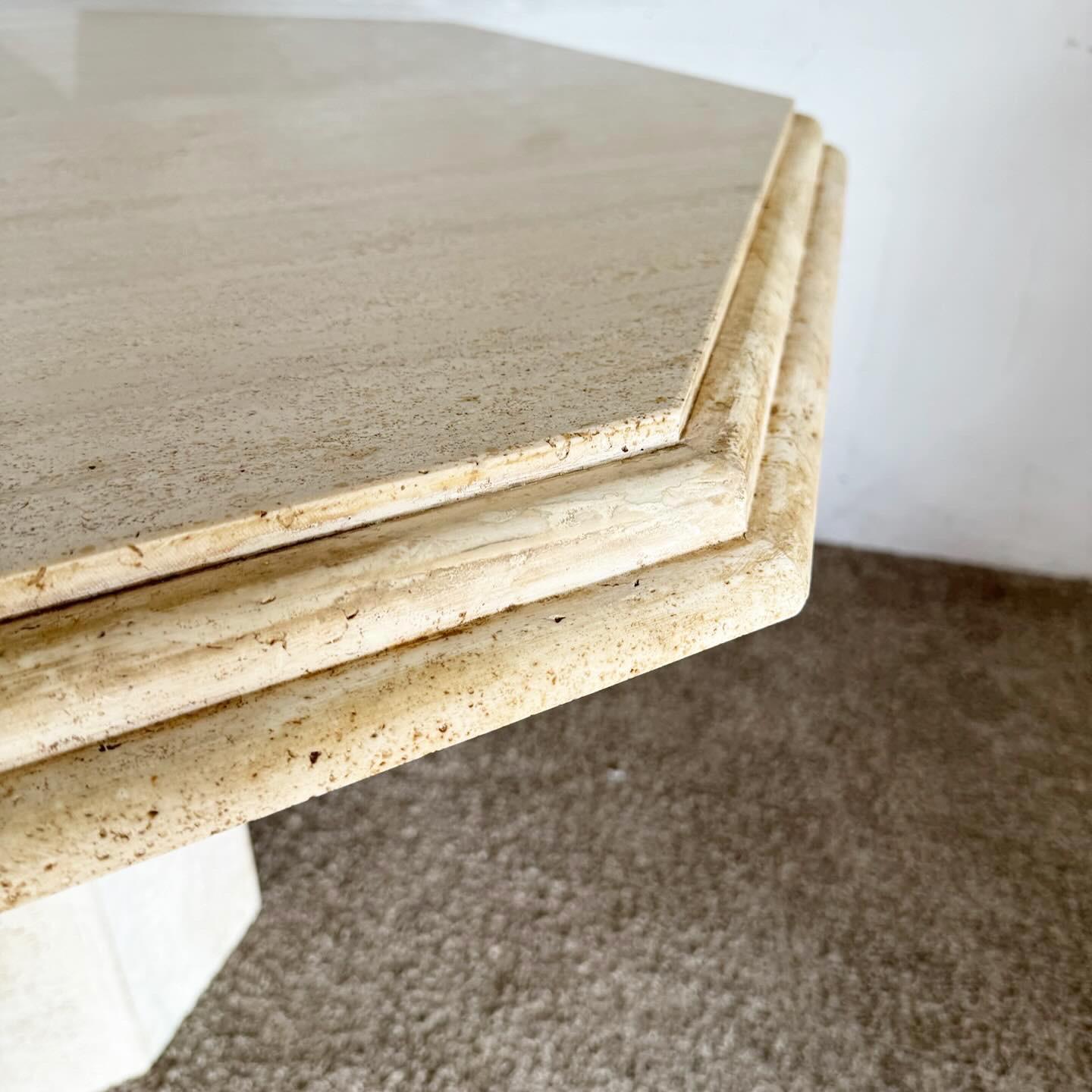 Italian Octagonal Travertine Dining Table For Sale 2