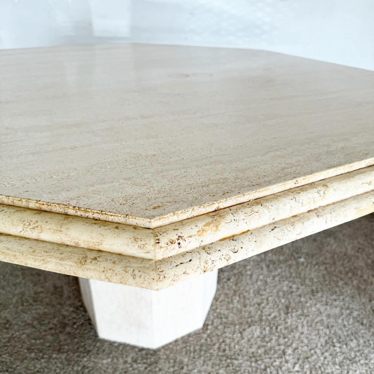 Italian Octagonal Travertine Dining Table For Sale 4