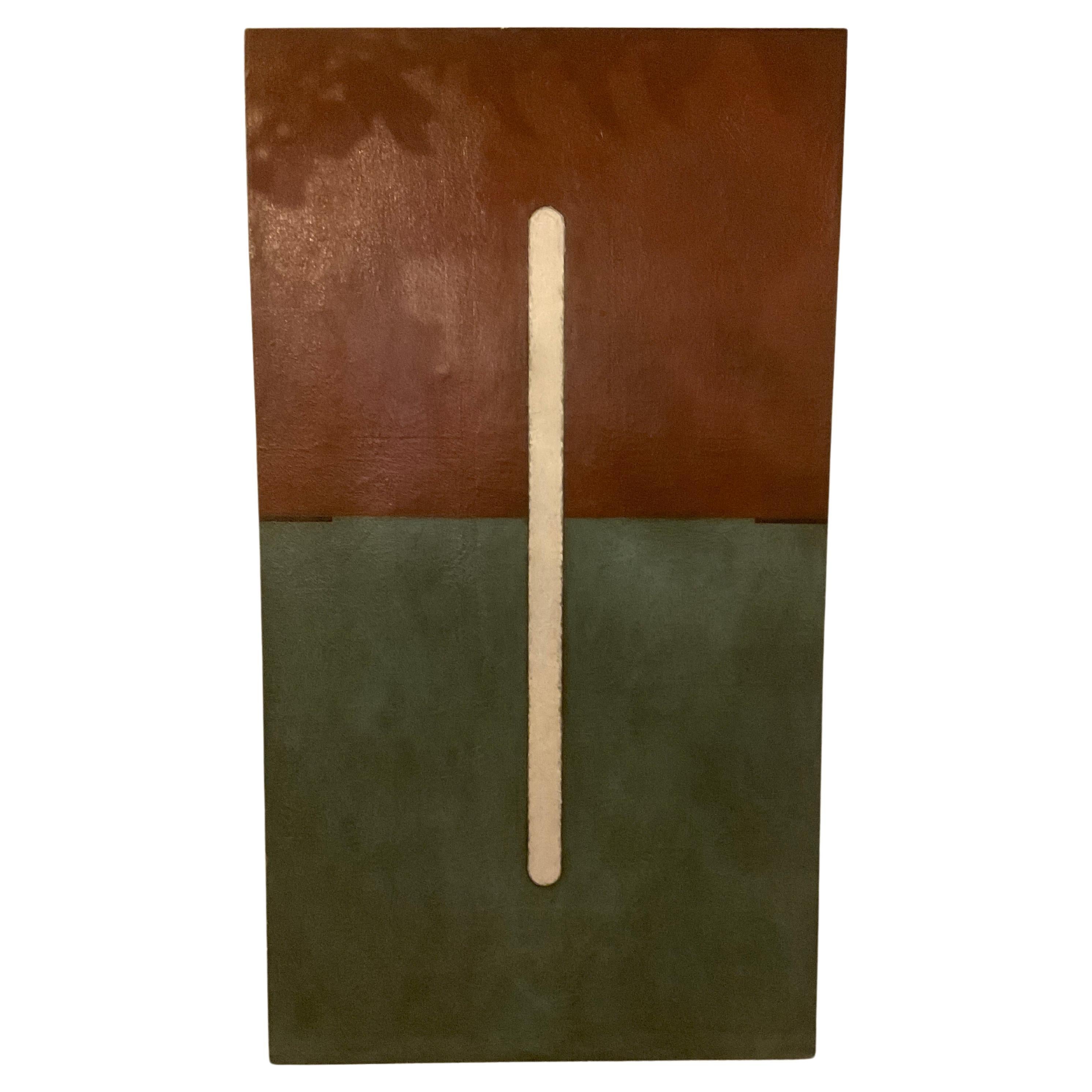 Post Modern Oil On Canvas Teal And Brown Painting