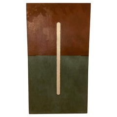 Post Modern Oil On Canvas Teal And Brown Painting