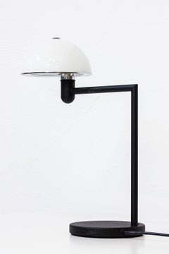 Post-Modern Opaline Glass and Steel Table Lamp, Sweden