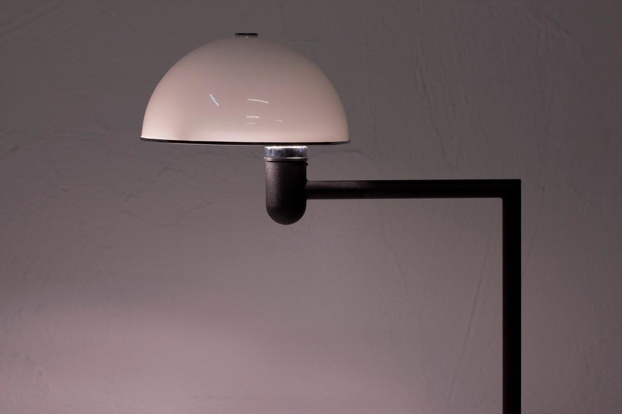Post-Modern Opaline Glass and Steel Table Lamp, Sweden 3