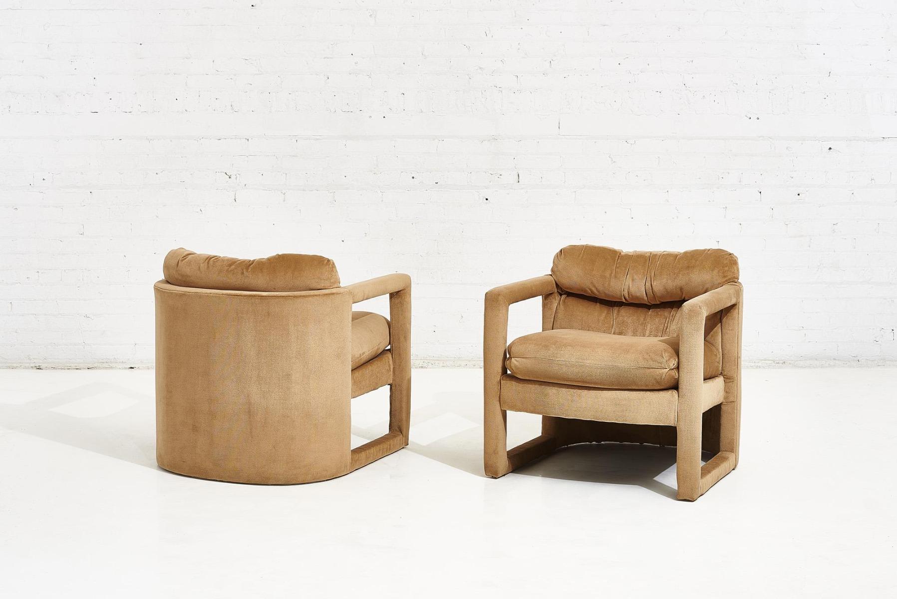 Late 20th Century Post Modern Open Arm Barrel Chairs, 1970