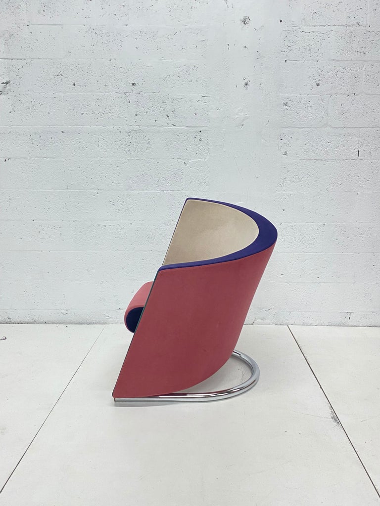 Post Modern Opposing Club Chairs with Tubular Chrome Bases by Westnofa ...