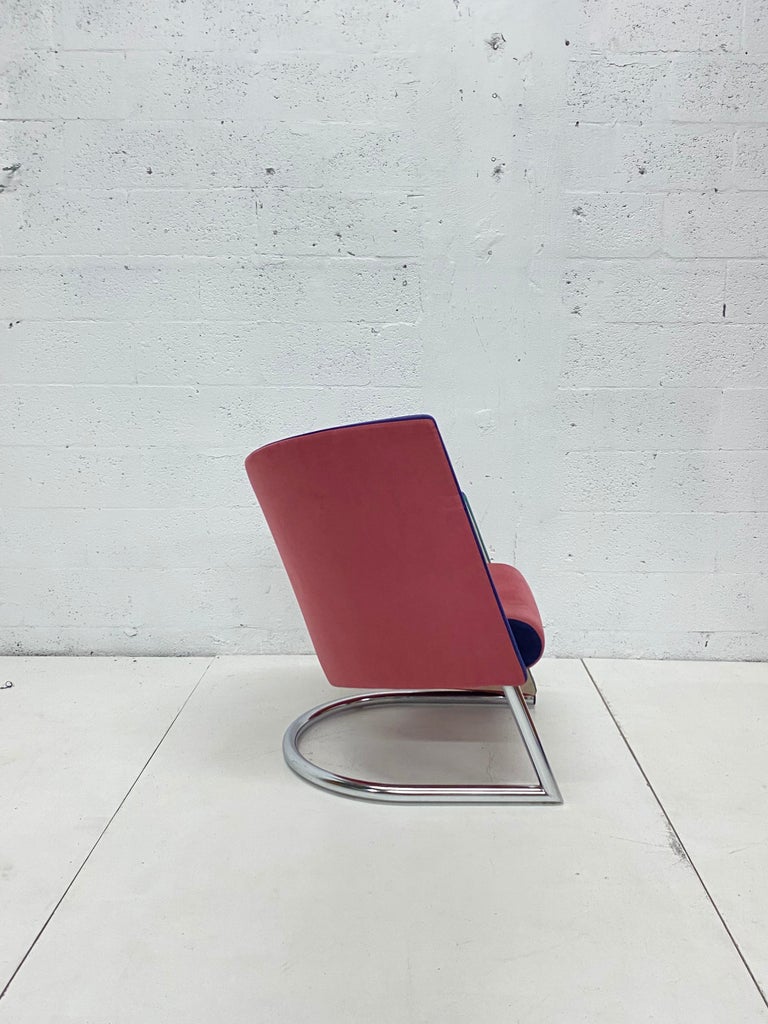 Post Modern Opposing Club Chairs with Tubular Chrome Bases by Westnofa ...