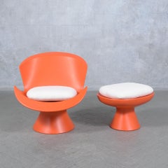 Karim Rashid Post-Modern Lounge Chair & Ottoman: Contemporary Elegance Redefined