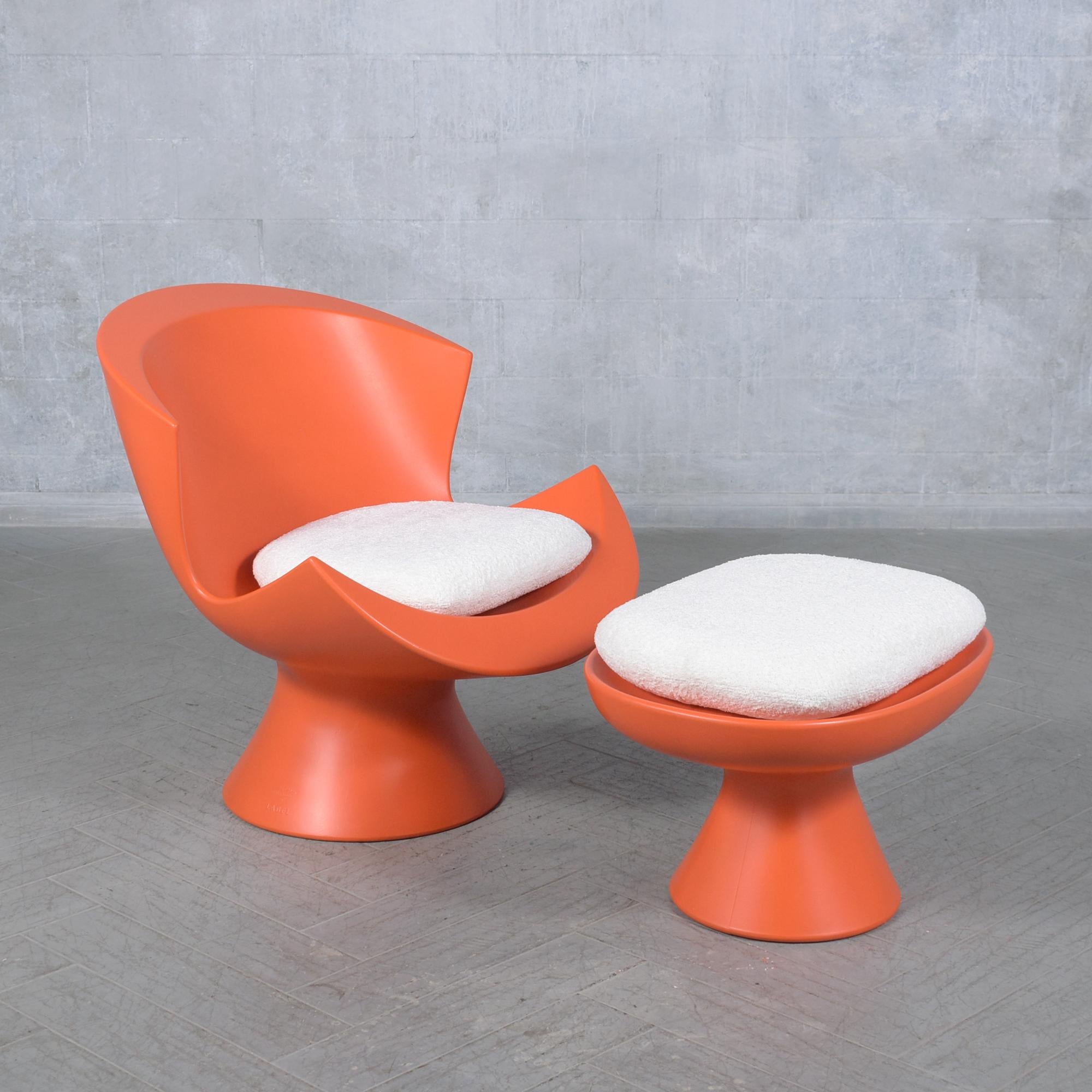 Fabric Karim Rashid Post-Modern Lounge Chair & Ottoman: Contemporary Elegance Redefined For Sale