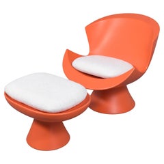 Karim Rashid Post-Modern Lounge Chair & Ottoman: Contemporary Elegance Redefined