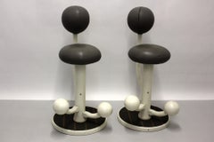 Post Modern Organic Barstools Duo Two Pair Grey Peter Opsvik circa 1985