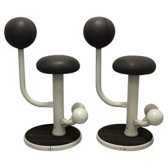 Post Modern Organic Barstools Duo Two Pair Grey Peter Opsvik circa 1985