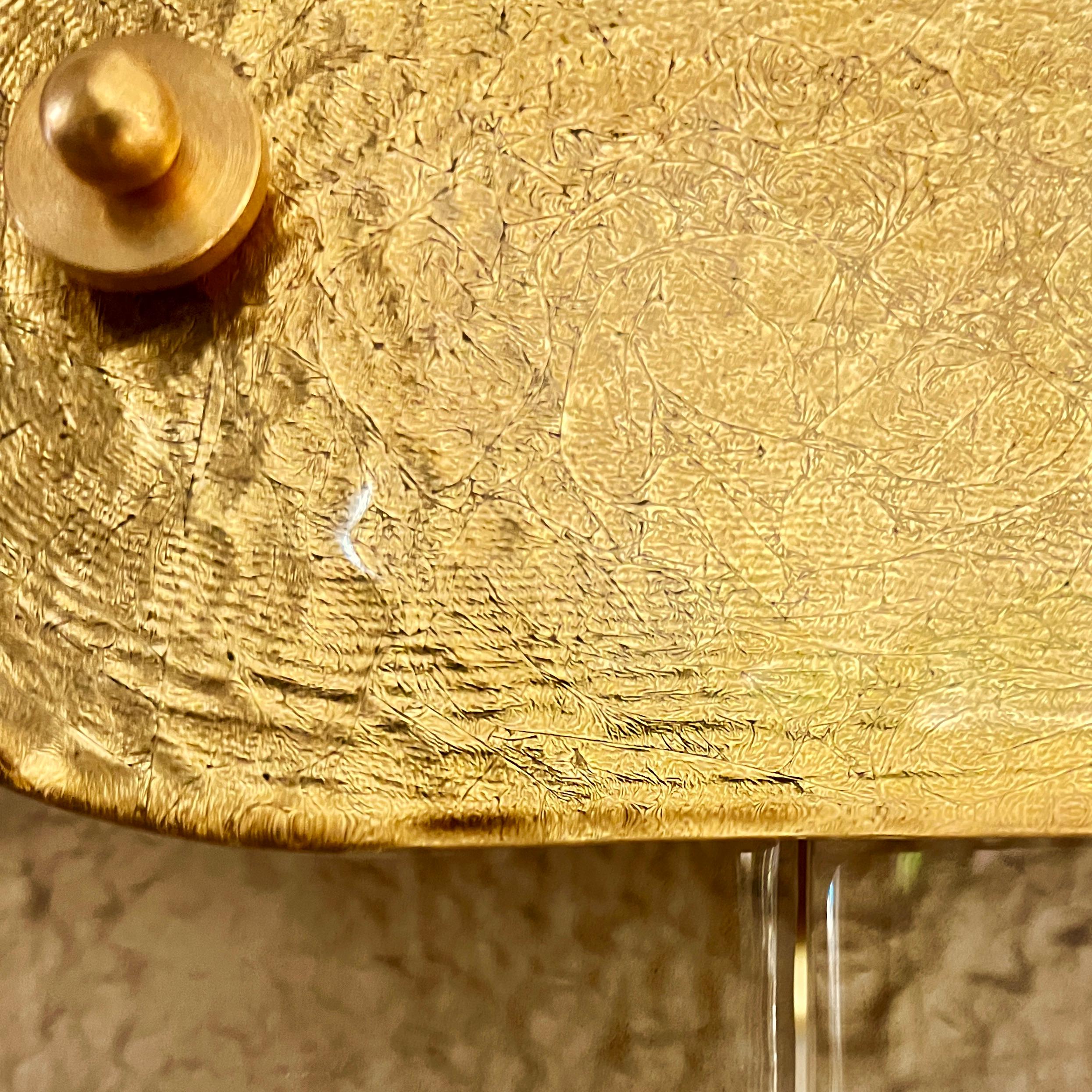 Post Modern Organic Italian Pair Geometric Beige Murano Glass Gold Leaf Sconces For Sale 8