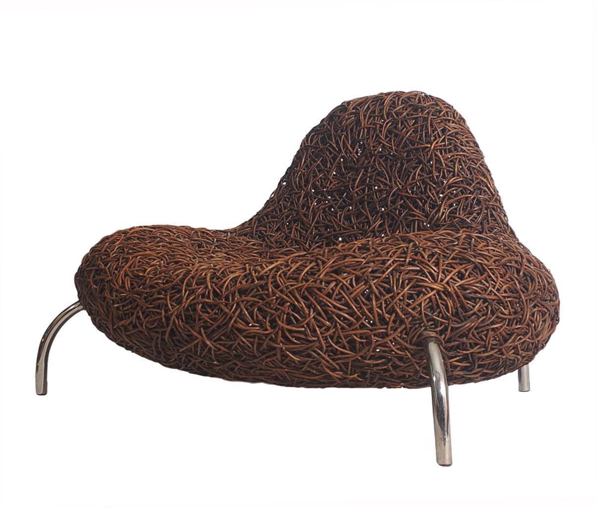Postmodern Organic Rattan Lounge Chair by Udom Udomsrianan & Planet 2001 In Good Condition For Sale In Philadelphia, PA