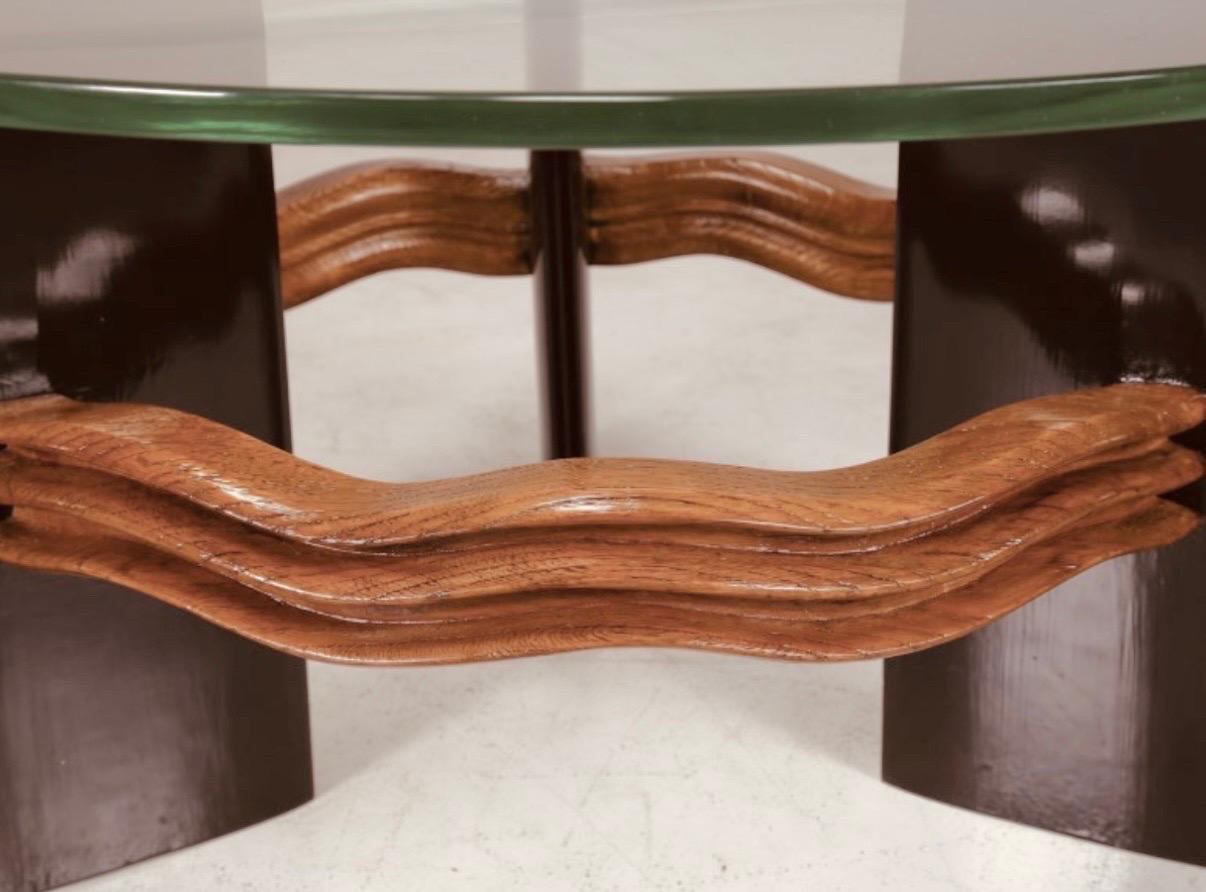 Post Modern Osvaldo Borsani Sculptural Round Glass Coffee Cocktail Table Bon état - En vente à West Hartford, CT