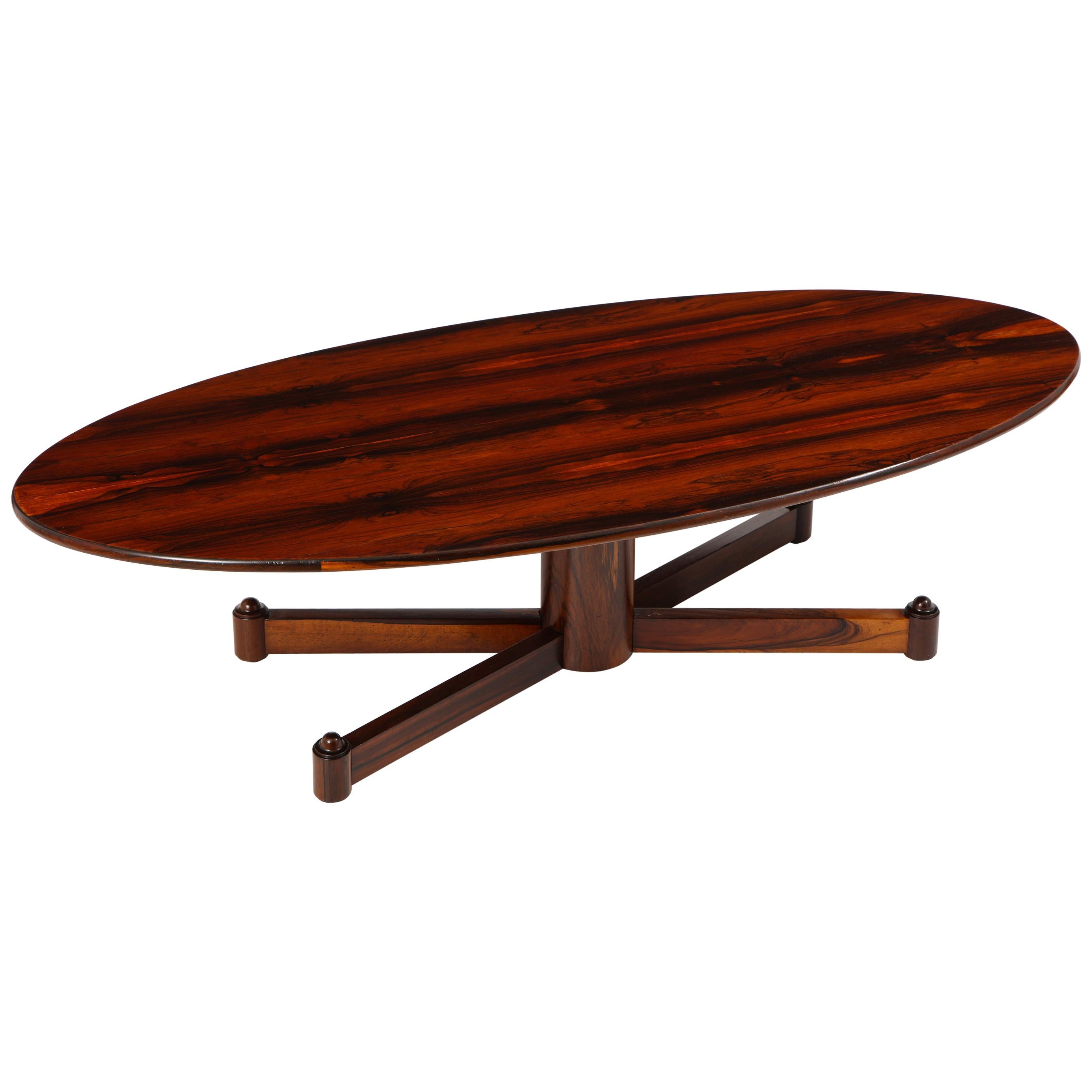 Brazilian Mid-Century Modern Wood Oval Coffee Table, Brazil 1950s