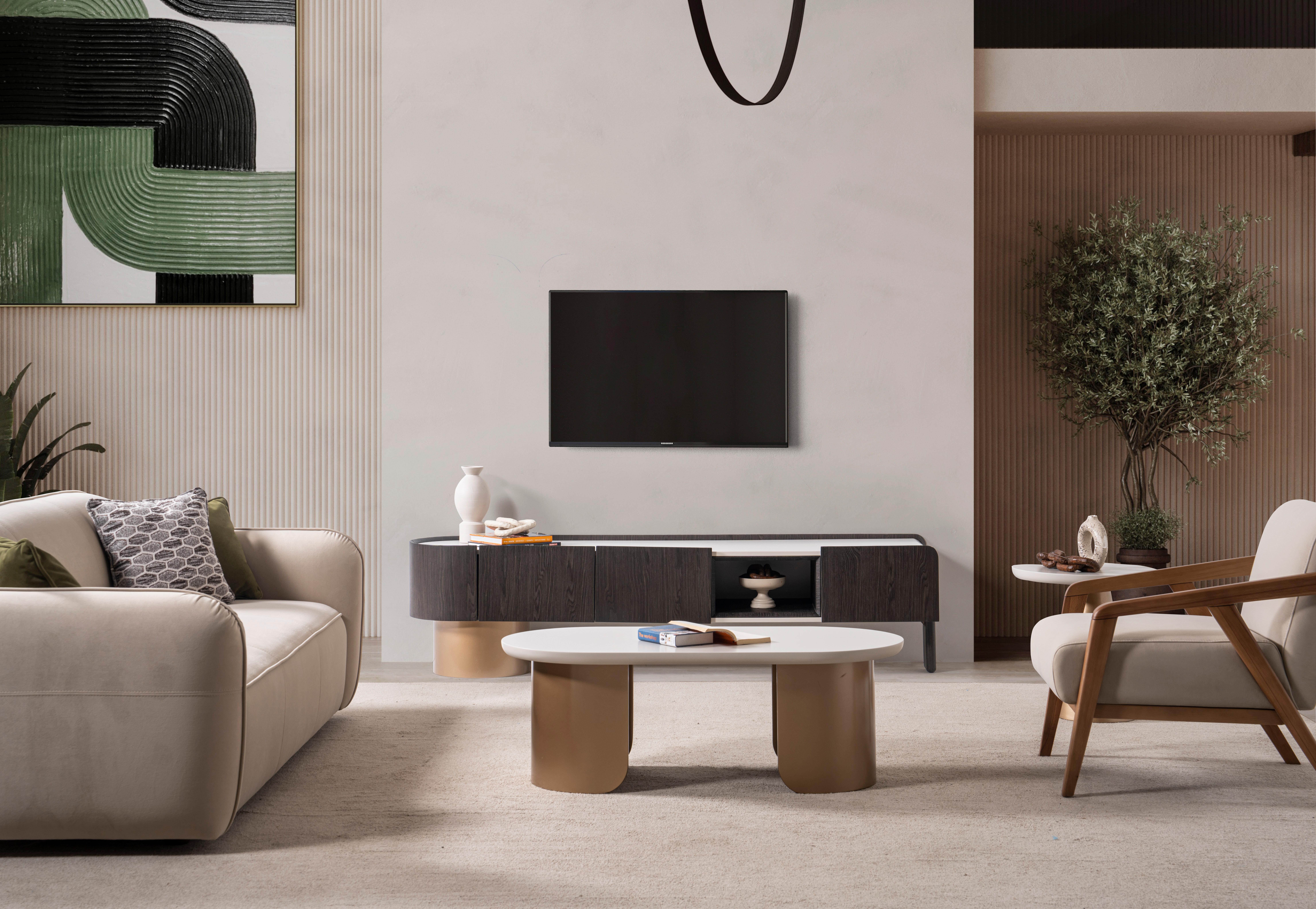 Unité TV ovale postmoderne en vente 1