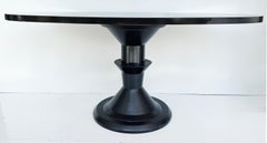Post Modern Oval  Dining Table, Turned Sculptural Pedestal Base