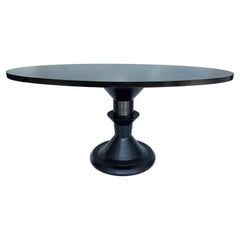 Post Modern Oval Dining Table, Turned Sculptural Pedestal Base Post Modern Oval Dining Table, Turned Sculptural Pedestal Base