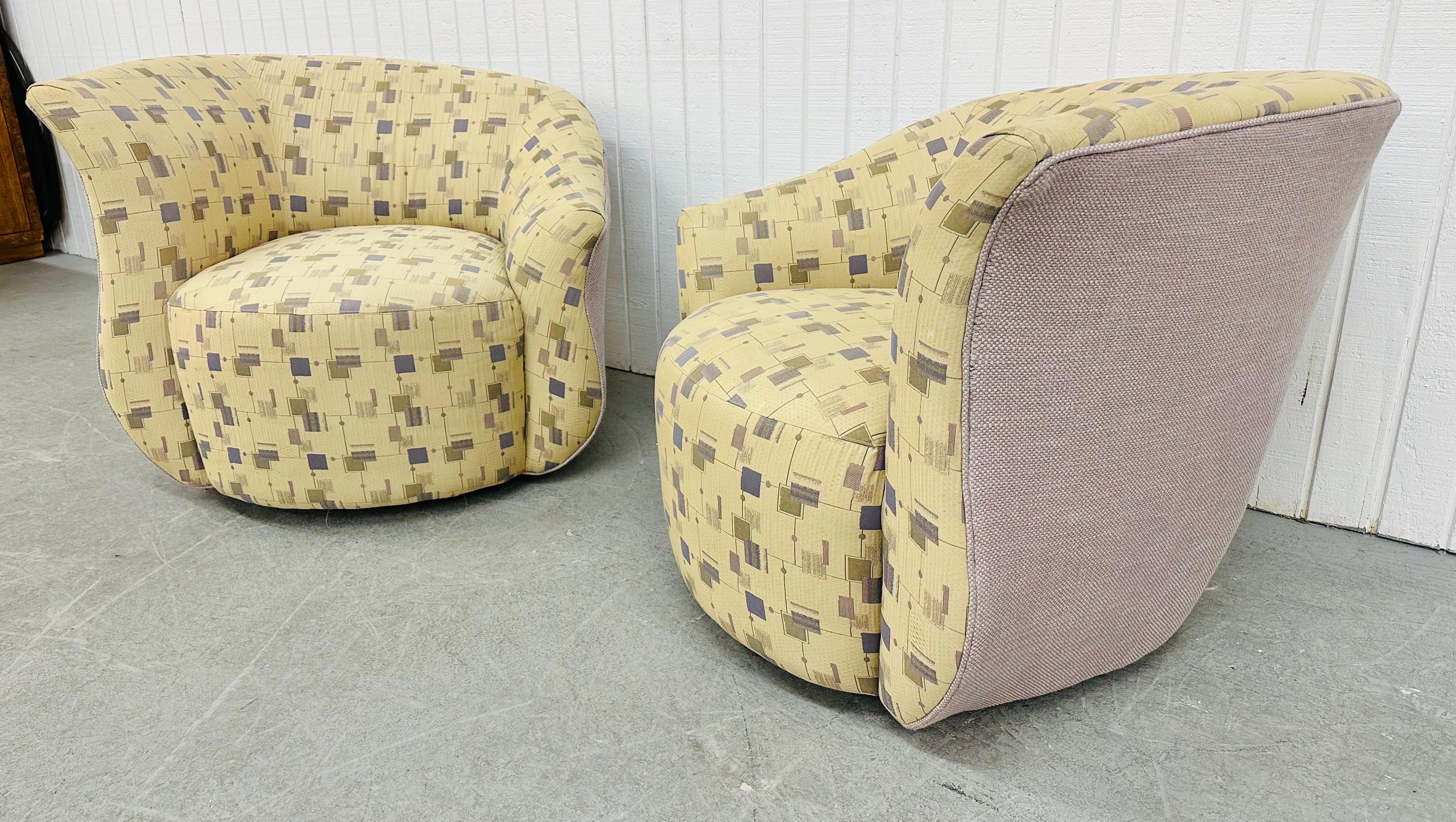 Post-Modern Post Modern Oversized Swivel Chairs - Set of 2 For Sale