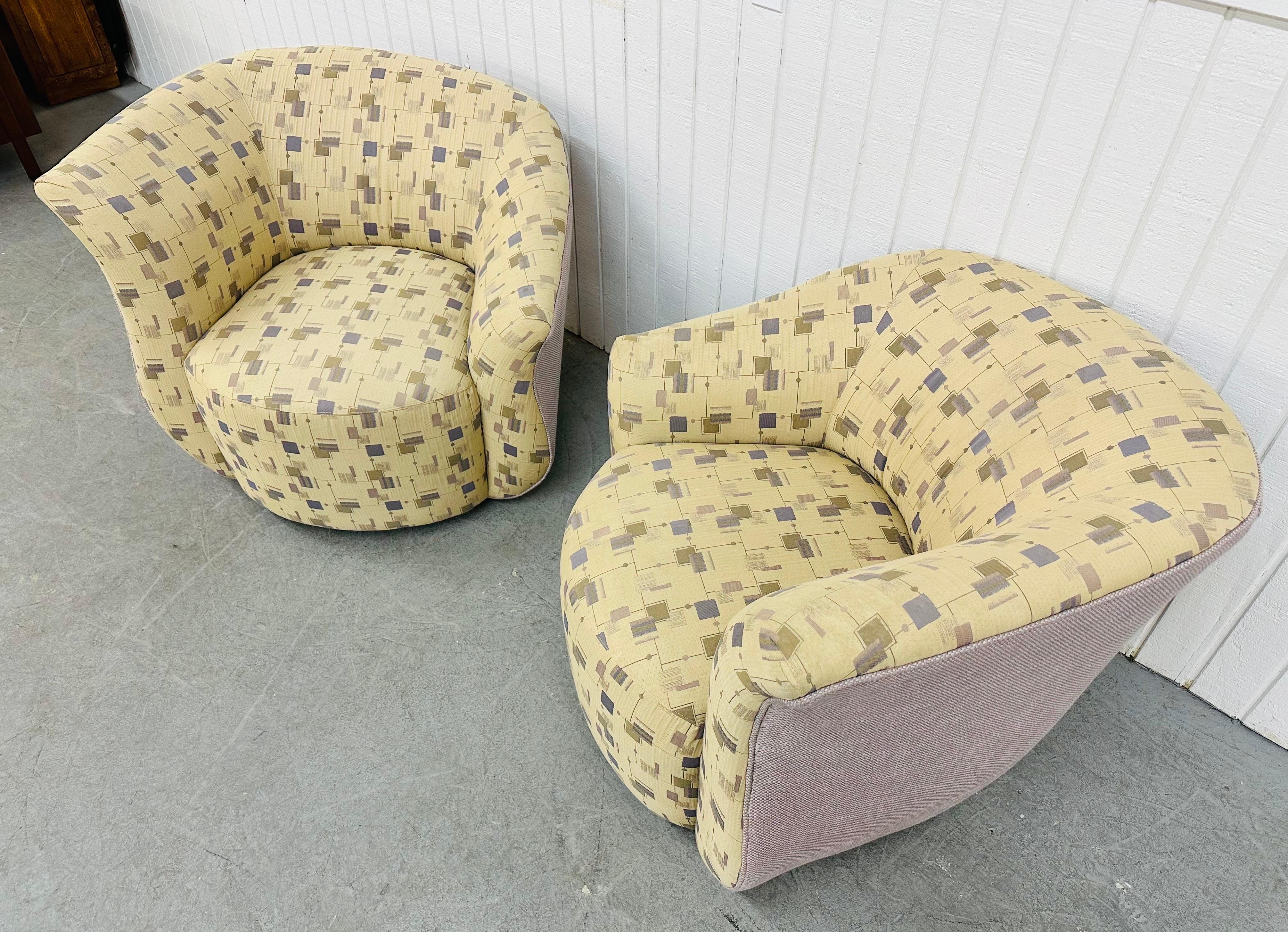 American Post Modern Oversized Swivel Chairs - Set of 2 For Sale