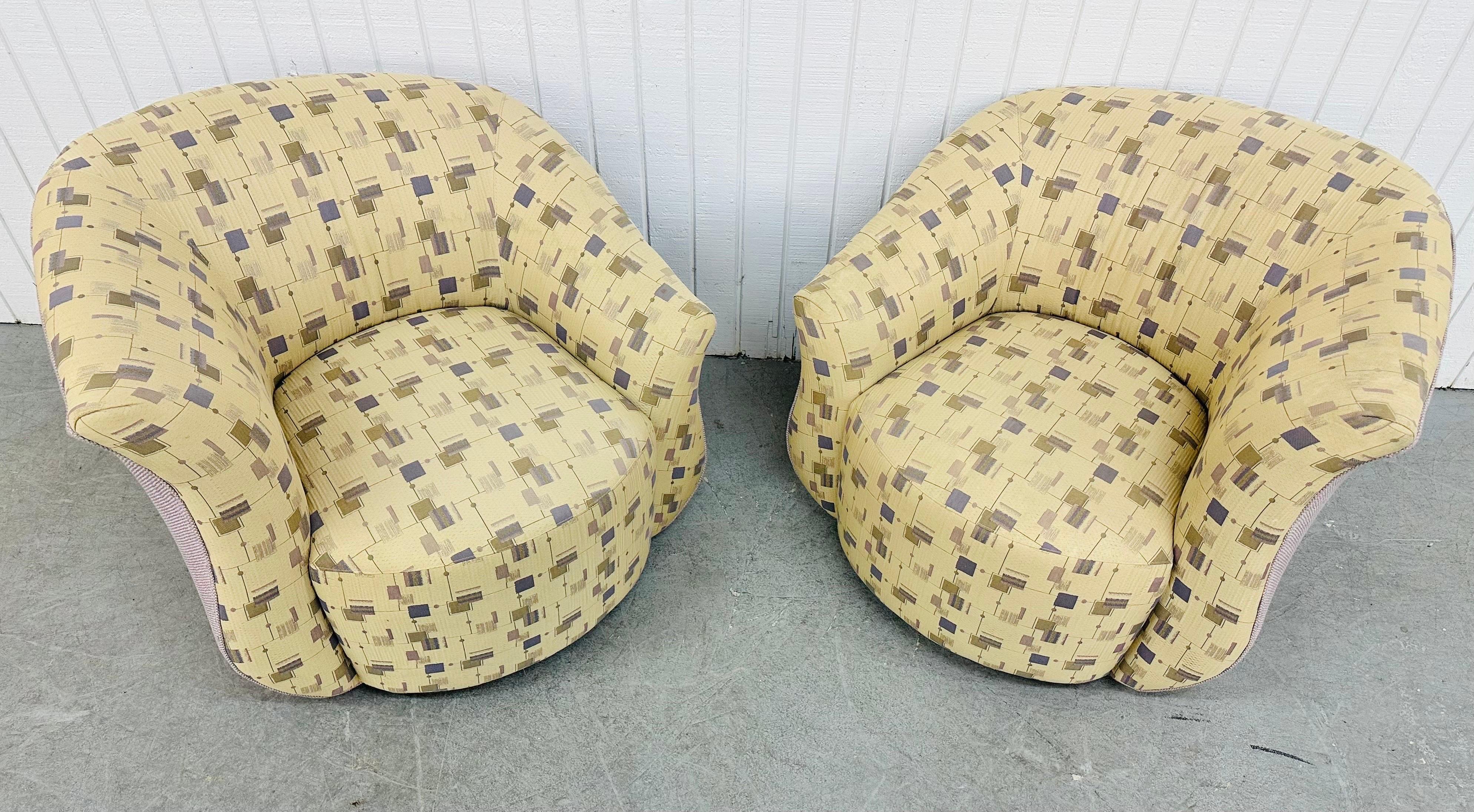 Post Modern Oversized Swivel Chairs - Set of 2 In Good Condition For Sale In Clarksboro, NJ