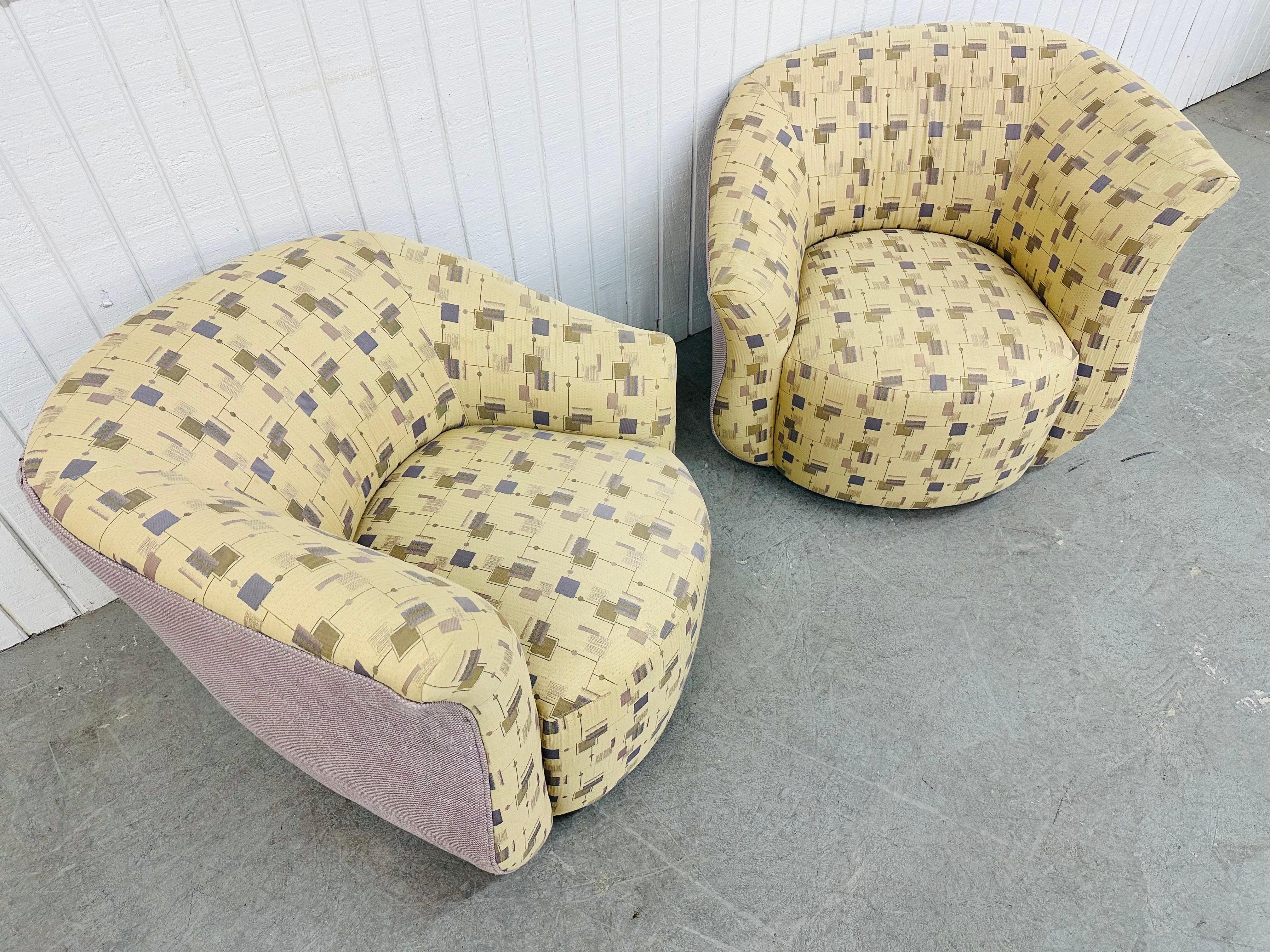 20th Century Post Modern Oversized Swivel Chairs - Set of 2 For Sale