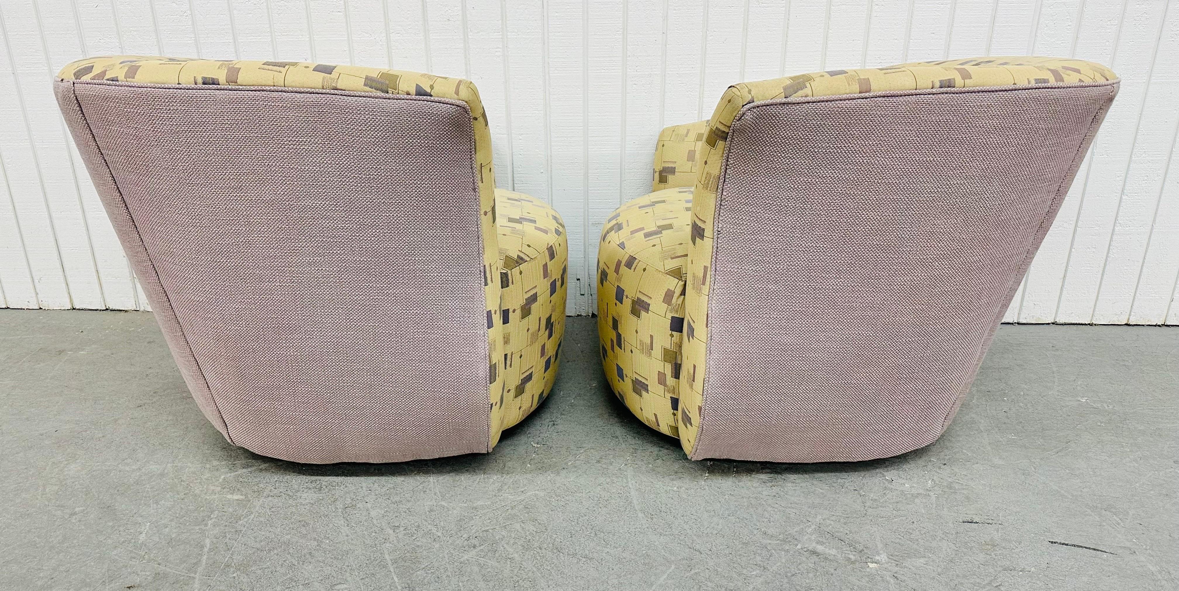 Upholstery Post Modern Oversized Swivel Chairs - Set of 2 For Sale