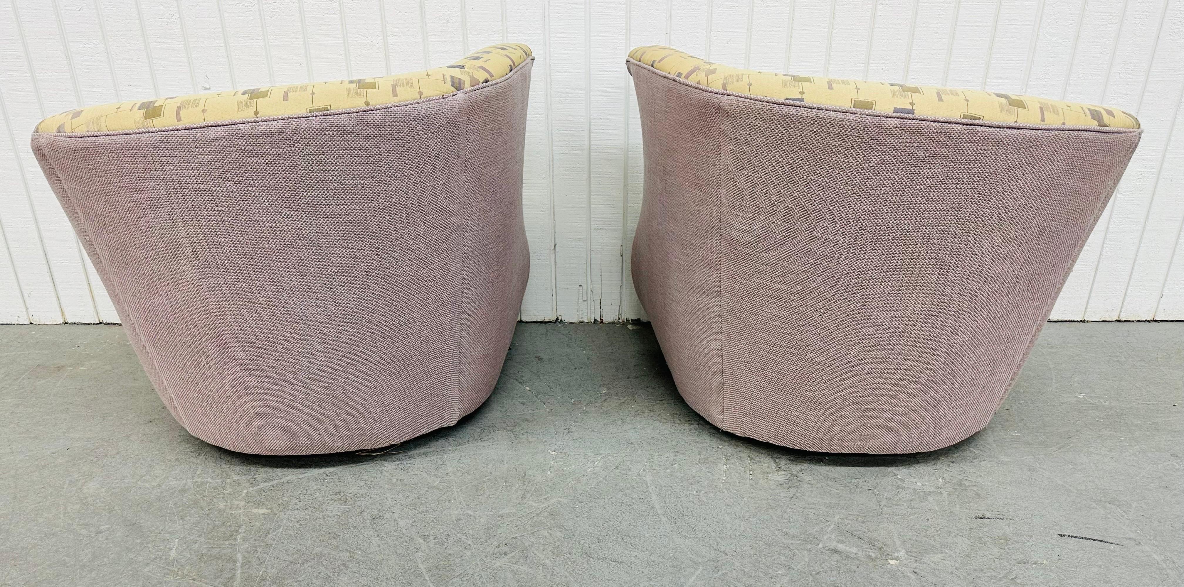 Post Modern Oversized Swivel Chairs - Set of 2 For Sale 1
