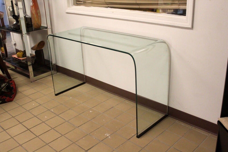 Post Modern Pace Contemporary Glass Waterfall Console Table In Good Condition In Keego Harbor, MI