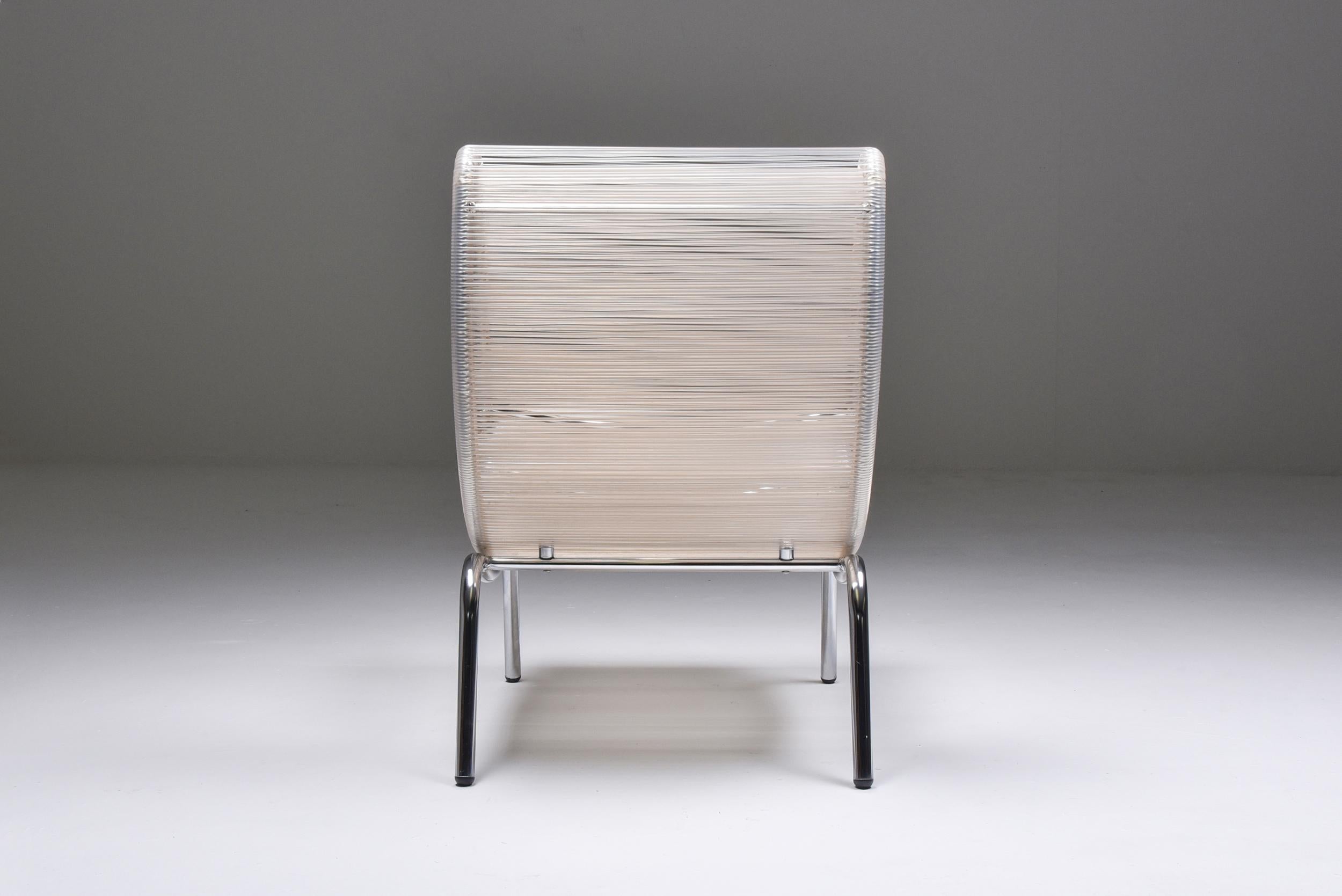 Paire de fauteuils postmodernes en chrome et fil de plastique, années 1960 en vente 7