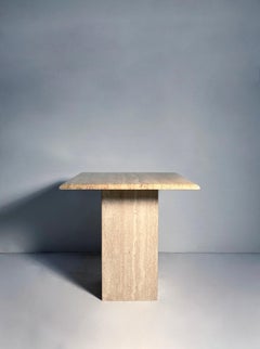 Post Modern Pair of Italian Travertine Pedestal End / Side Tables