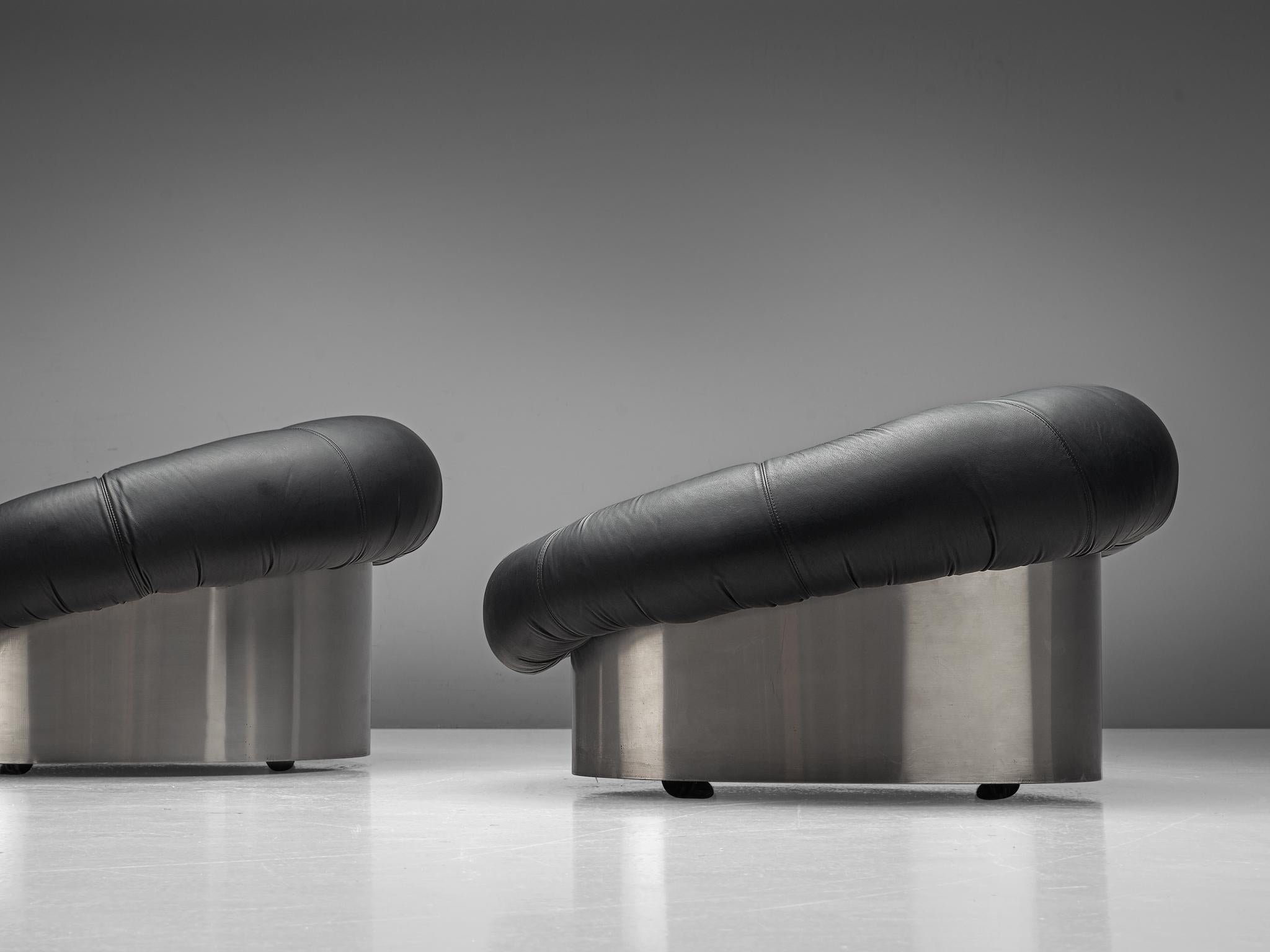 Postmodern Pair of Lounge Chairs Attributed to Willy Rizzo In Good Condition In Waalwijk, NL