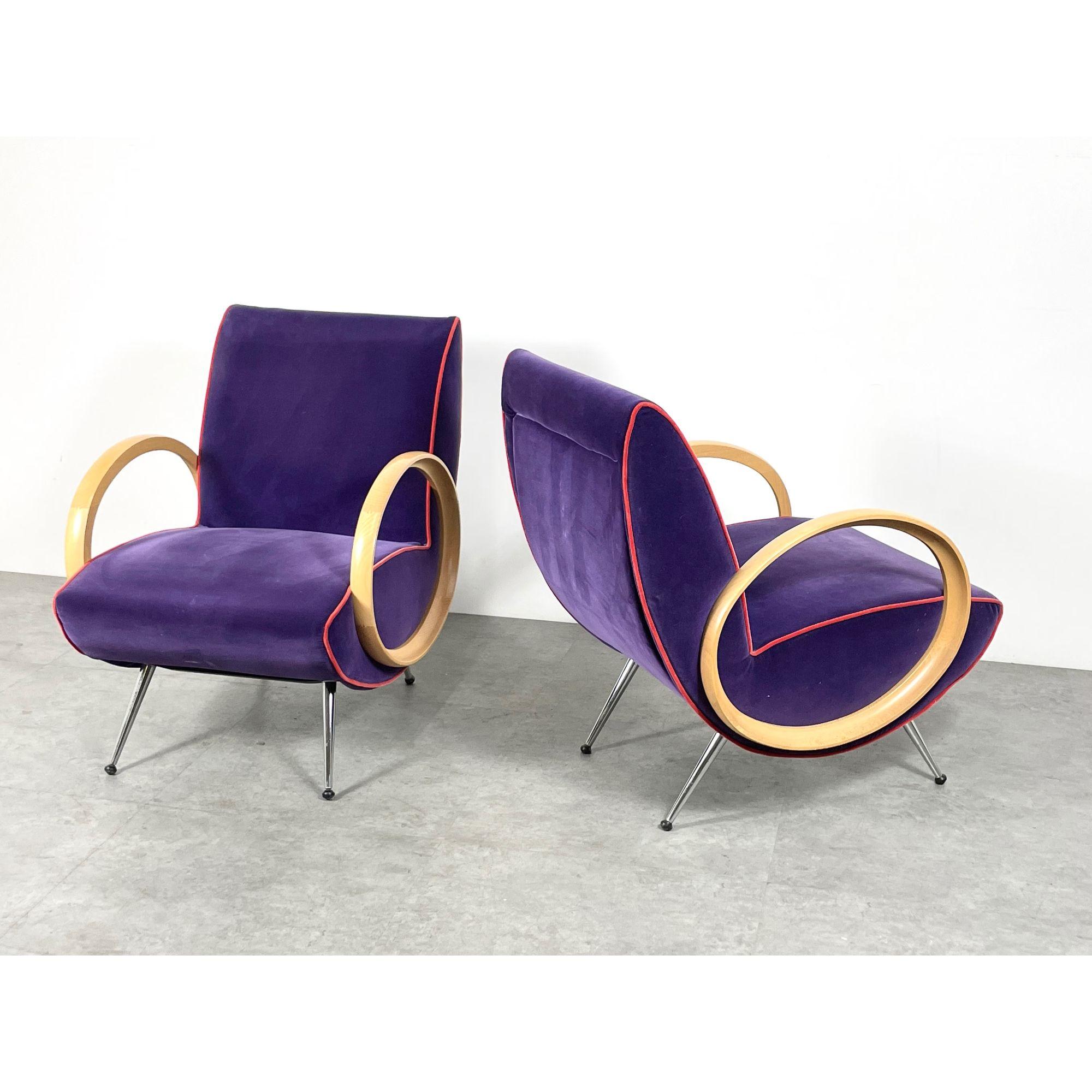 Post-Modern Post Modern Pair of Lounge Chairs in Beech circa 1990s For Sale