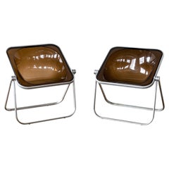 Vintage Post Modern Pair of Plona Folding Lucite Chairs by Piretti for Castelli Italy