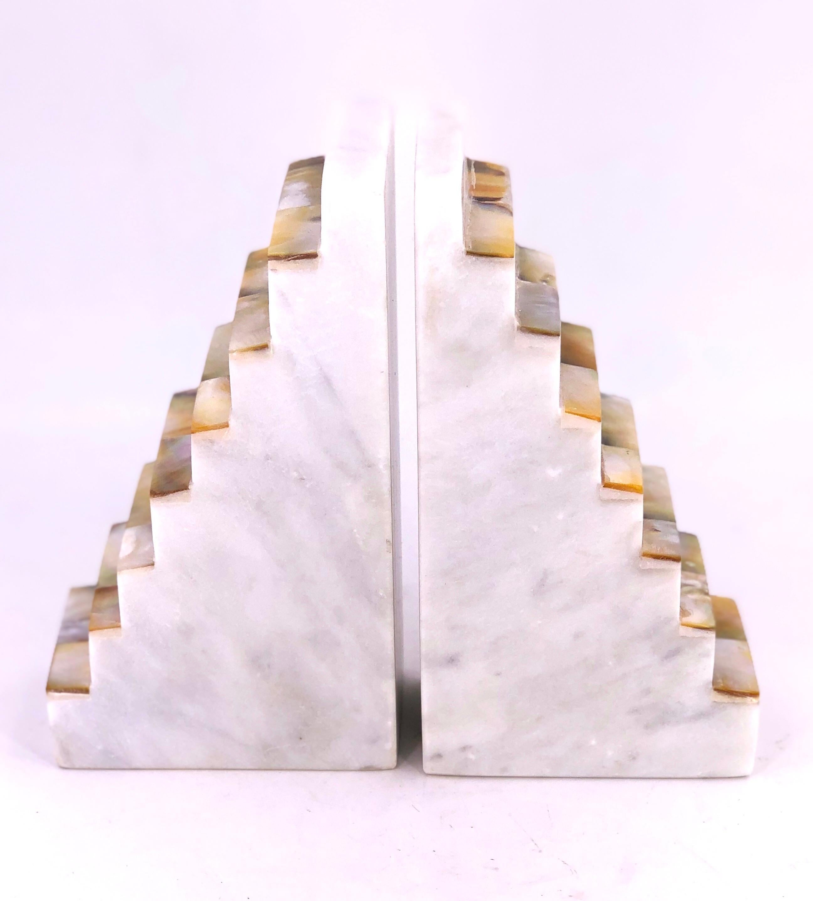 Post-Modern Postmodern Pair of Solid Marble and Stone Bookends For Sale