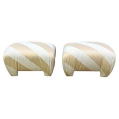 Post Modern Pair of Souffle Pouf Ottomans/Stool 1980