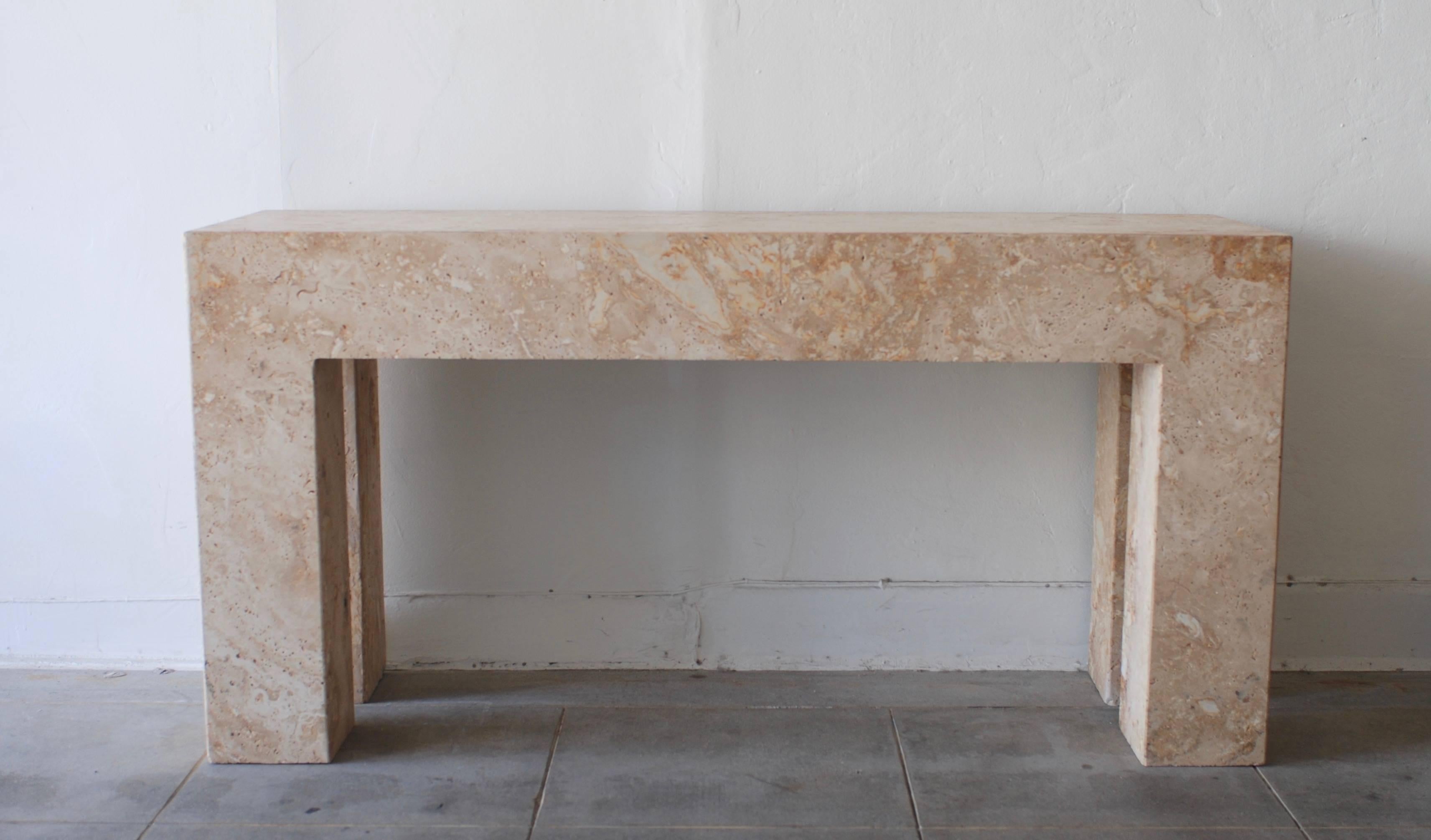 Post-Modern Postmodern Parsons Travertine Console or Entry Table