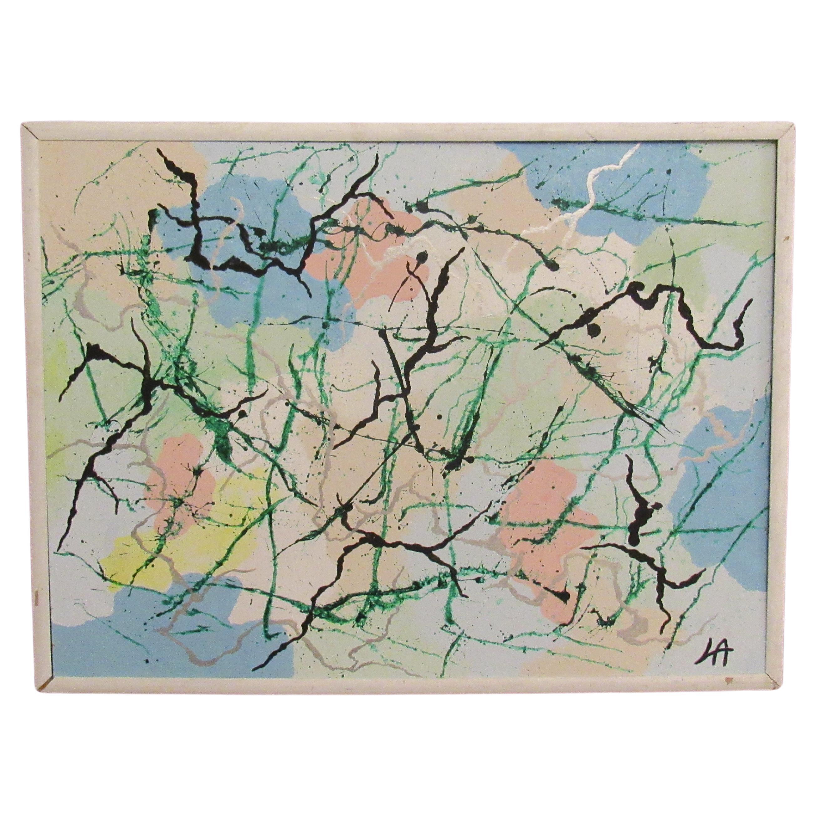 Post-Modern Pastel Abstraction on Canvas by "LA" For Sale