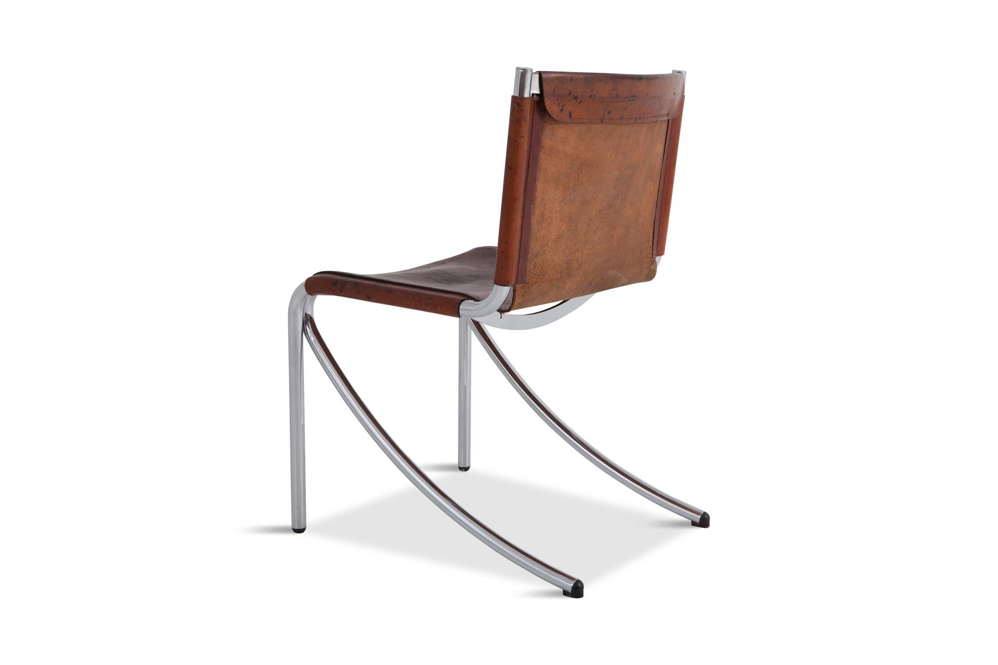 Postmodern Patinated Leather Chair by Giotto Stoppino 8