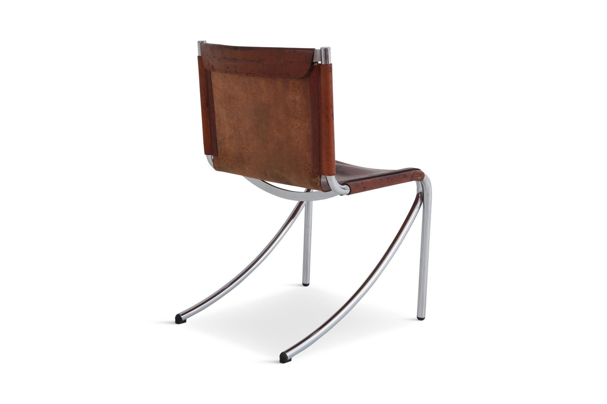 Postmodern Patinated Leather Chair by Giotto Stoppino 9